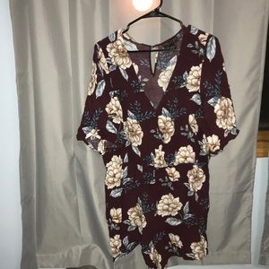 Burgundy Floral Plus Size Romper